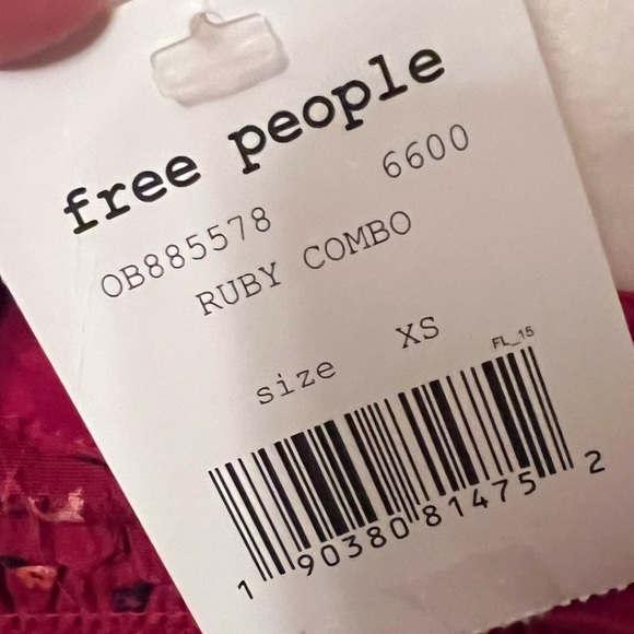 Free People Two Faces Mini Dress ruby red floral smocked long sleeve XS boho - Picture 13 of 16